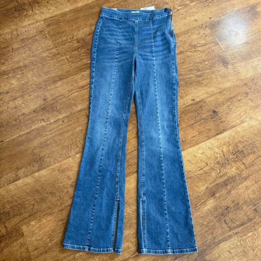 forever 21 high-waisted, boot cut blue denim jeans